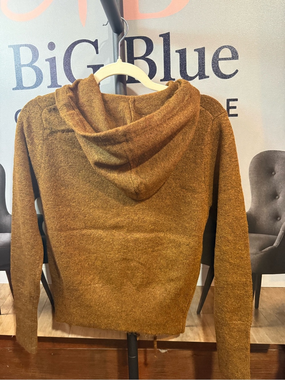 ZENANA Zip Hoodie Cardigan in Mustard Brown - Picture 4 of 4